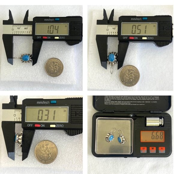 Sterling Silver 925 Thai Oval Bezel Set Denim Lapis Dangle Drop Earrings - Picture 10 of 16